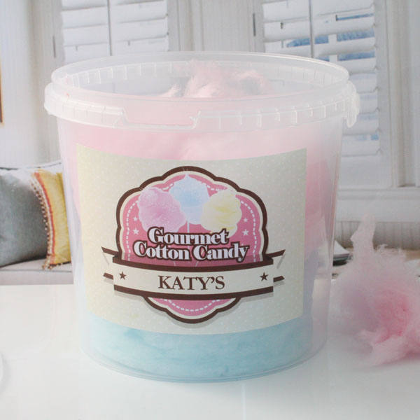 Personalised Bucket Of Candy Floss - 8 Flavours Gorgeous Grape - Cc386