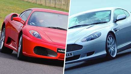 Ferrari And Aston Martin Driving At Elvington Race Track