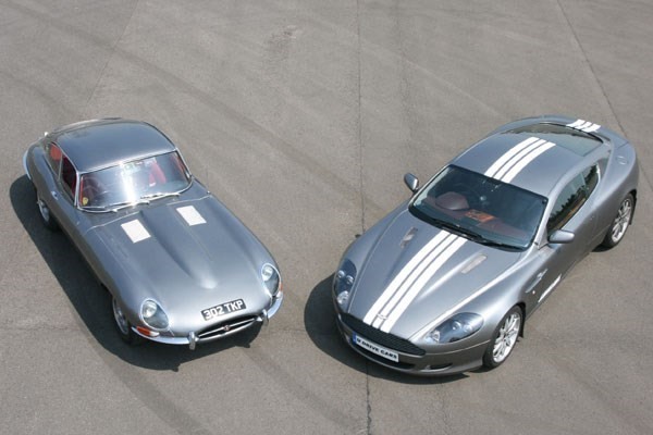 Jaguar E Type And Aston Martin Driving Thrill