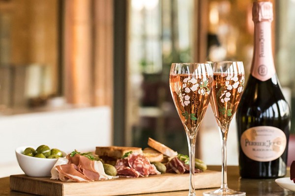 Sharing Platter And A Glass Of Champagne At Harrods Perrier-jouet Champagne Terrace For Two